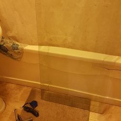 Glass sheet in bathroom